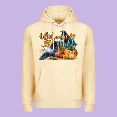 Welcome Fall With Crow Premium Hoodie Designed By Lillyallendesigns