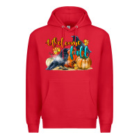 Red Welcome Fall With Crow Premium Hoodie - LillyAllenDesigns