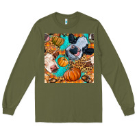Army Green autumn cows seamless pattern Long Sleeve Tee - BundleAndBundleShop