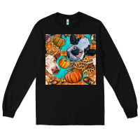 Black autumn cows seamless pattern Long Sleeve Tee - BundleAndBundleShop