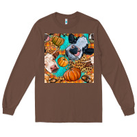 Chestnut autumn cows seamless pattern Long Sleeve Tee - BundleAndBundleShop