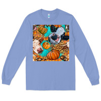 Colony Blue autumn cows seamless pattern Long Sleeve Tee - BundleAndBundleShop
