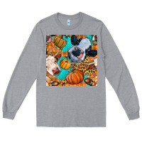 Heather Grey autumn cows seamless pattern Long Sleeve Tee - BundleAndBundleShop