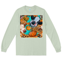 Matcha autumn cows seamless pattern Long Sleeve Tee - BundleAndBundleShop