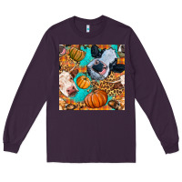 Plum autumn cows seamless pattern Long Sleeve Tee - BundleAndBundleShop
