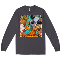 Smoke autumn cows seamless pattern Long Sleeve Tee - BundleAndBundleShop