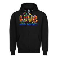 Black autism awareness love Zipper Hoodie - BarkalooDesign