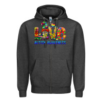 Charcoal Heather autism awareness love Zipper Hoodie - BarkalooDesign
