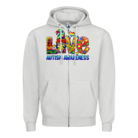 Dove Grey autism awareness love Zipper Hoodie - BarkalooDesign