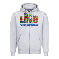 Heather Grey autism awareness love Zipper Hoodie - BarkalooDesign