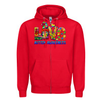 Red autism awareness love Zipper Hoodie - BarkalooDesign