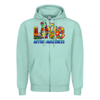 Seafoam autism awareness love Zipper Hoodie - BarkalooDesign