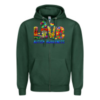 Sports Green autism awareness love Zipper Hoodie - BarkalooDesign