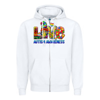 White autism awareness love Zipper Hoodie - BarkalooDesign