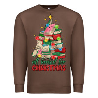 Chestnut christmas book tree Premium Sweatshirt - MaliasSmallBusiness