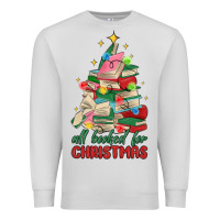 Dove Grey christmas book tree Premium Sweatshirt - MaliasSmallBusiness