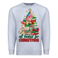 Heather Grey christmas book tree Premium Sweatshirt - MaliasSmallBusiness