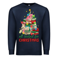 Navy christmas book tree Premium Sweatshirt - MaliasSmallBusiness