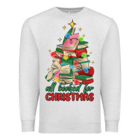 Oatmeal Heather christmas book tree Premium Sweatshirt - MaliasSmallBusiness