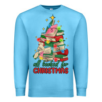 Ocean Blue christmas book tree Premium Sweatshirt - MaliasSmallBusiness
