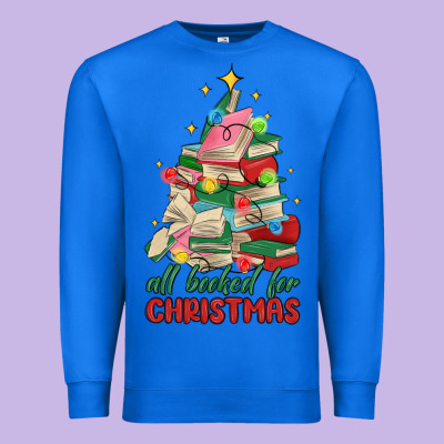 Christmas Book Tree Premium Sweatshirt Designed By Maliassmallbusiness