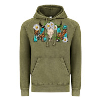 Vintage Olive mom with bull skull Vintage Hoodie - texasbilliewilder
