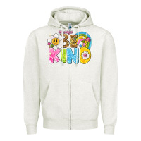 Oatmeal Heather always be kind Zipper Hoodie - NancyCooperArtShop