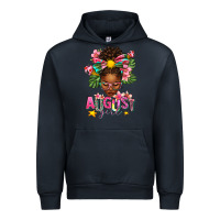 Navy August Girl Afro Woman Summer Urban Hoodie - texasbilliewilder