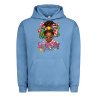 Pigment Pebble Blue August Girl Afro Woman Summer Urban Hoodie - texasbilliewilder