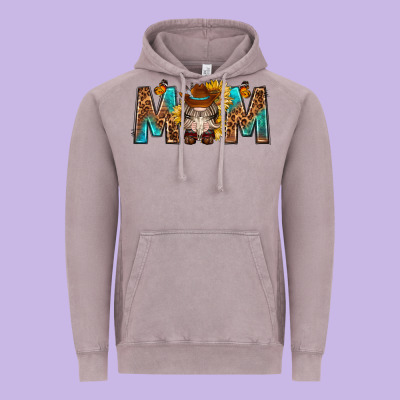Mom With Bull Skull Vintage Hoodie Designed By Texasbilliewilder