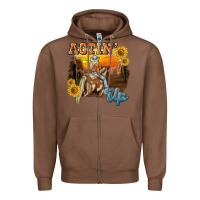 Chestnut actinup with cowgirl Zipper Hoodie - NancyCooperArtShop