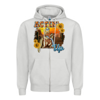 Dove Grey actinup with cowgirl Zipper Hoodie - NancyCooperArtShop