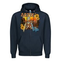 Navy actinup with cowgirl Zipper Hoodie - NancyCooperArtShop