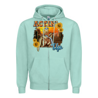 Seafoam actinup with cowgirl Zipper Hoodie - NancyCooperArtShop