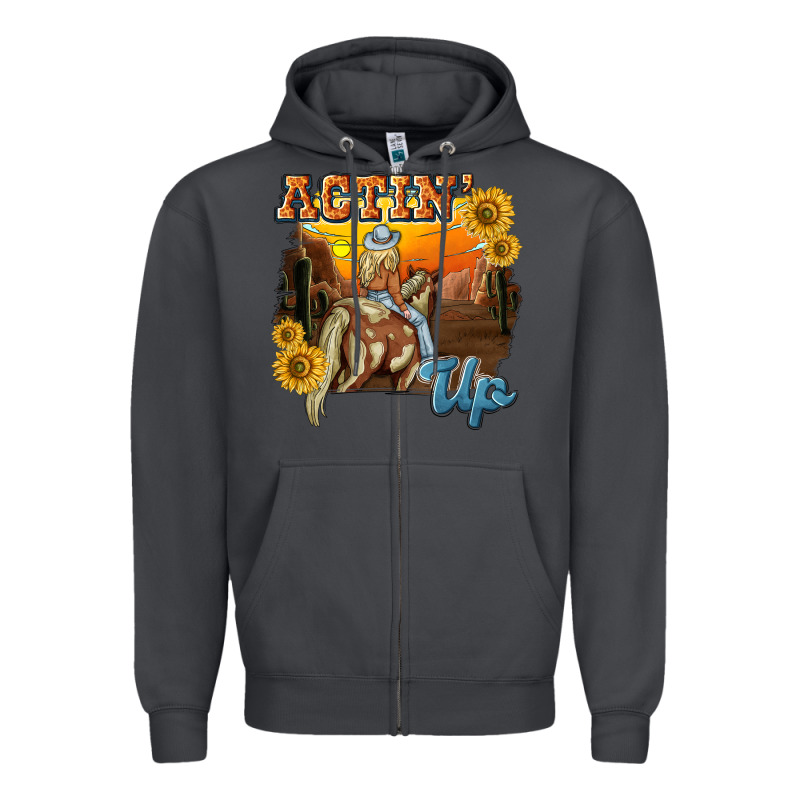 Actinup With Cowgirl Zipper Hoodie by NancyCooperArtShop | Teevron
