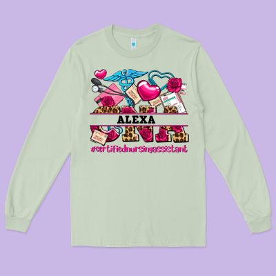 Costom Name Valentines Day Cna Certified Nursing Long Sleeve Tee Designed By Adodesignshop