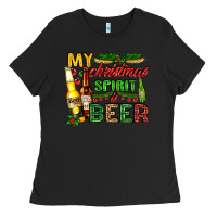 Black my christmas spirit is beer with beer bottles Ladies Tee - AdoDesignShop