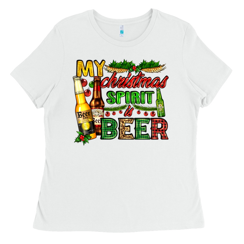 My Christmas Spirit Is Beer With Beer Bottles Ladies Tee by AdoDesignShop | Teevron