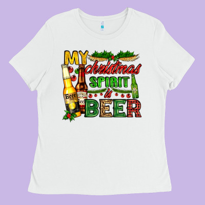 My Christmas Spirit Is Beer With Beer Bottles Ladies Tee Designed By Adodesignshop