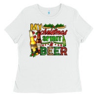 White my christmas spirit is beer with beer bottles Ladies Tee - AdoDesignShop