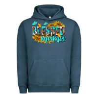 Pigment Midnight Navy Blessed Mama Urban Hoodie - texasbilliewilder