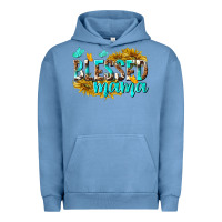 Pigment Pebble Blue Blessed Mama Urban Hoodie - texasbilliewilder