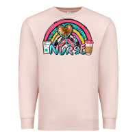 Pale Pink nurse rainbow Premium Sweatshirt - NancyCooperArtShop