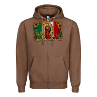 Chestnut our lady of Guadalupe Mexican flag background Zipper Hoodie - Jasminsmagicworld