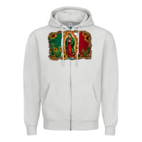 Dove Grey our lady of Guadalupe Mexican flag background Zipper Hoodie - Jasminsmagicworld