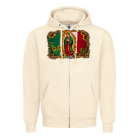 Sandshell our lady of Guadalupe Mexican flag background Zipper Hoodie - Jasminsmagicworld