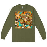 Army Green autumn cupcakes seamless pattern Long Sleeve Tee - BundleAndBundleShop