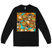 Black autumn cupcakes seamless pattern Long Sleeve Tee - BundleAndBundleShop