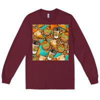 Burgundy autumn cupcakes seamless pattern Long Sleeve Tee - BundleAndBundleShop