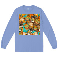 Colony Blue autumn cupcakes seamless pattern Long Sleeve Tee - BundleAndBundleShop